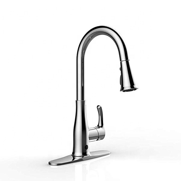 Wave Sensor Single Handle Touchless Kitchen Faucet High Arc 2-Function Kitchen Sink Faucet Brushed Nickel One&3 Hole Deck Mount