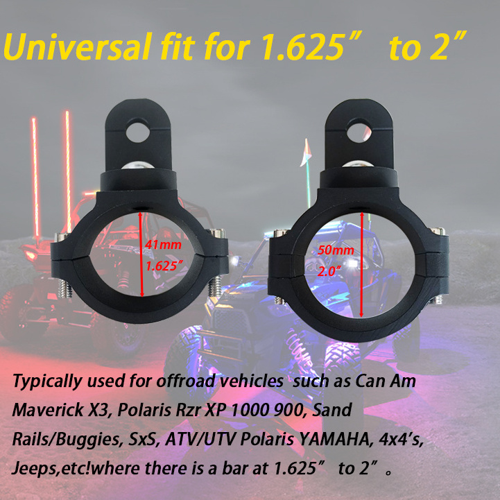 UTV Whip Flag Light Mount Aluminum Alloy Mounting Bracket for 1.625