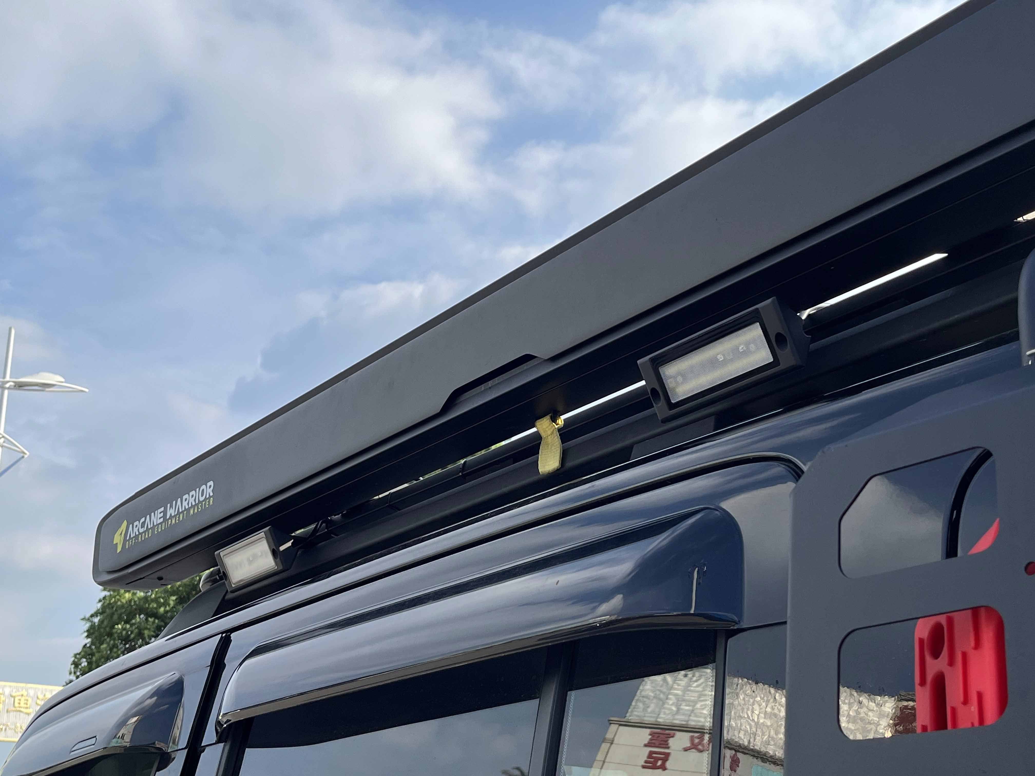 Overland truck exterior camp light installed on roof rack ,A-pillar, bumper applicable auxiliary lighting for outdoor camper.