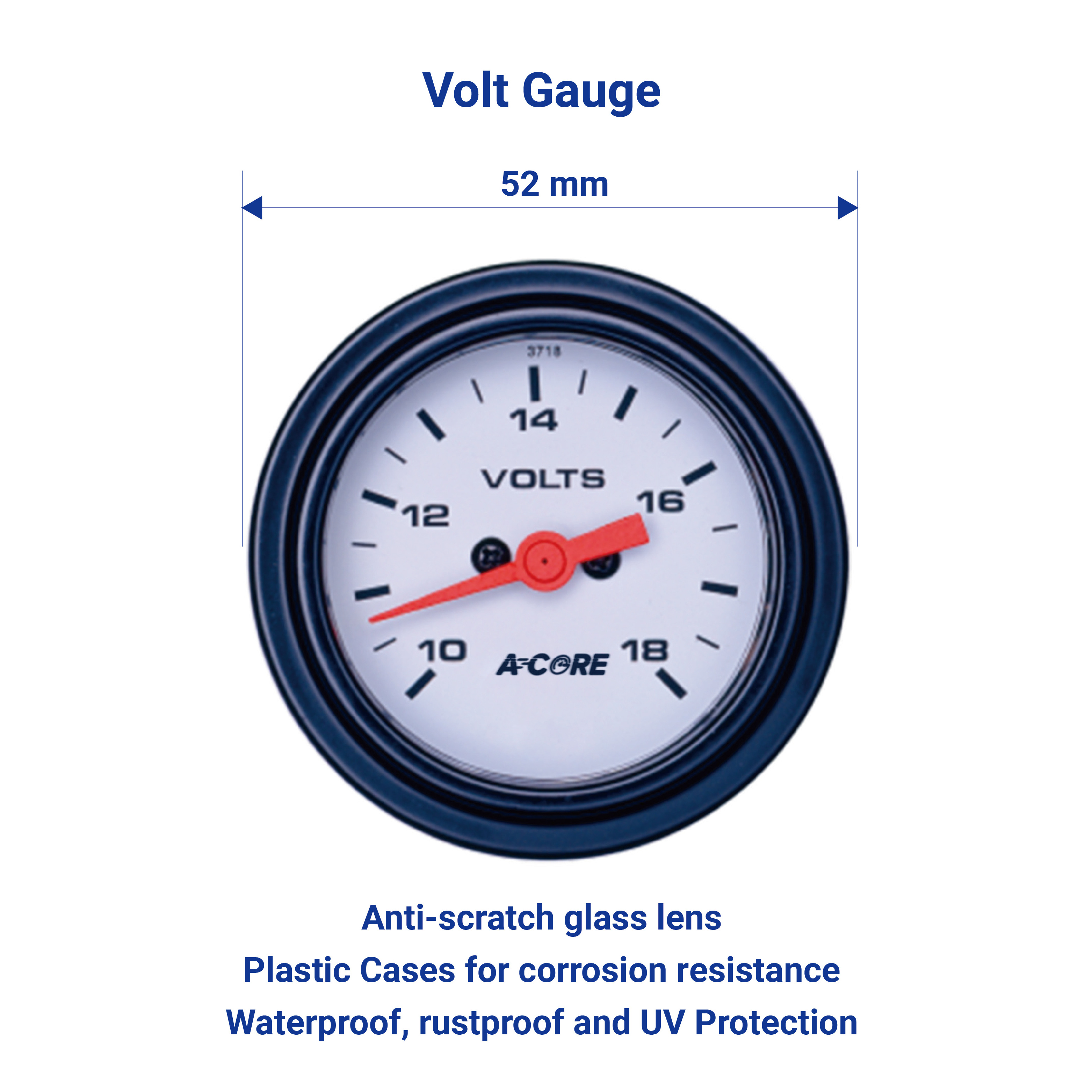 52mm Universal Automotive Performance Volt Gauge