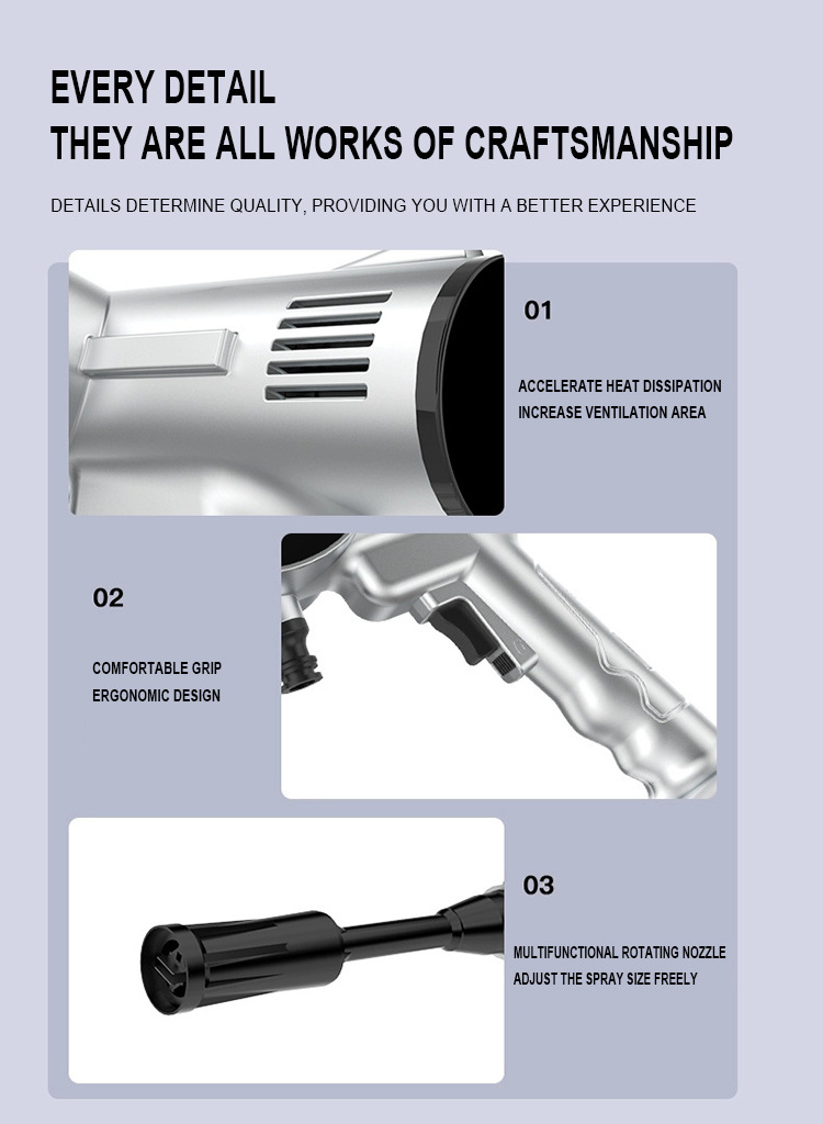 Portable Lithium Battery Snow Foam Gun Car Wash 12V 24V High Pressure Water Gun cordless Car pressure Washer