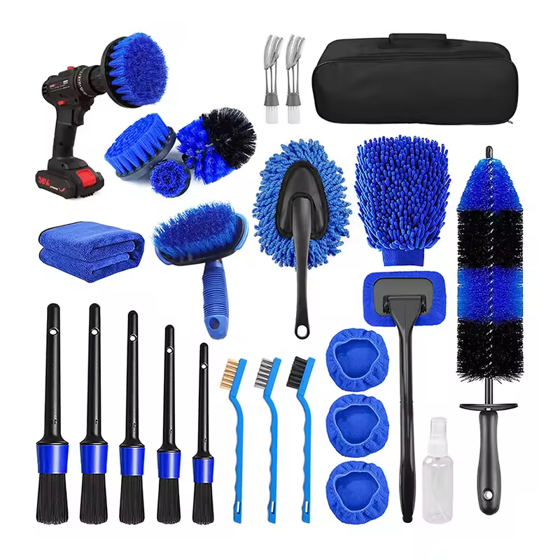 26Pcs Car Detailing Brush Set Auto Polishing Brush Professional Car Care kit Car Wash Brush kit for Interior Exterior Wheels