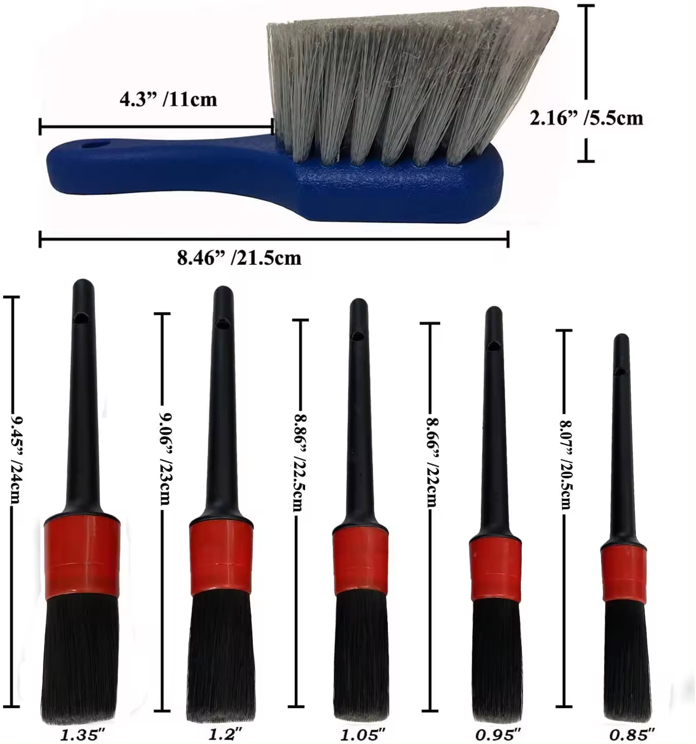 Car Wash Kit 8pcs Vehicle Auto Wheel Clean Brush Set Car Cleaning Tools Long Soft Wheel Brush Microfiber Towel Detailing Head