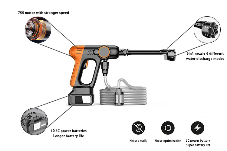 MiNi lithium battery  car washing machine Portable cordless wireless car washing water gun High pressure car washer machine