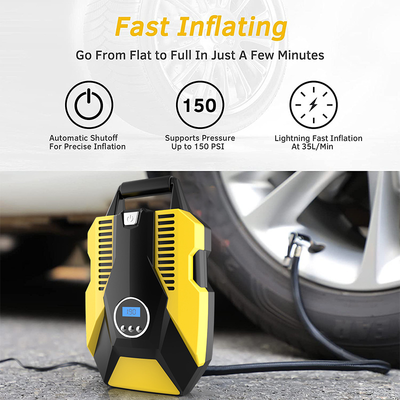 LH0303 portable car tire inflator and battery charger for car dc 12v car air compressor tire inflator 150 psi