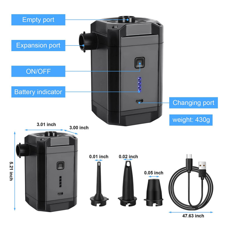 Portable 4000mAh  wireless air pump USB Rechargeable Outdoor Pool Floats Air Bed Air Mattress Swimming Ring Vacuum Storage Bags