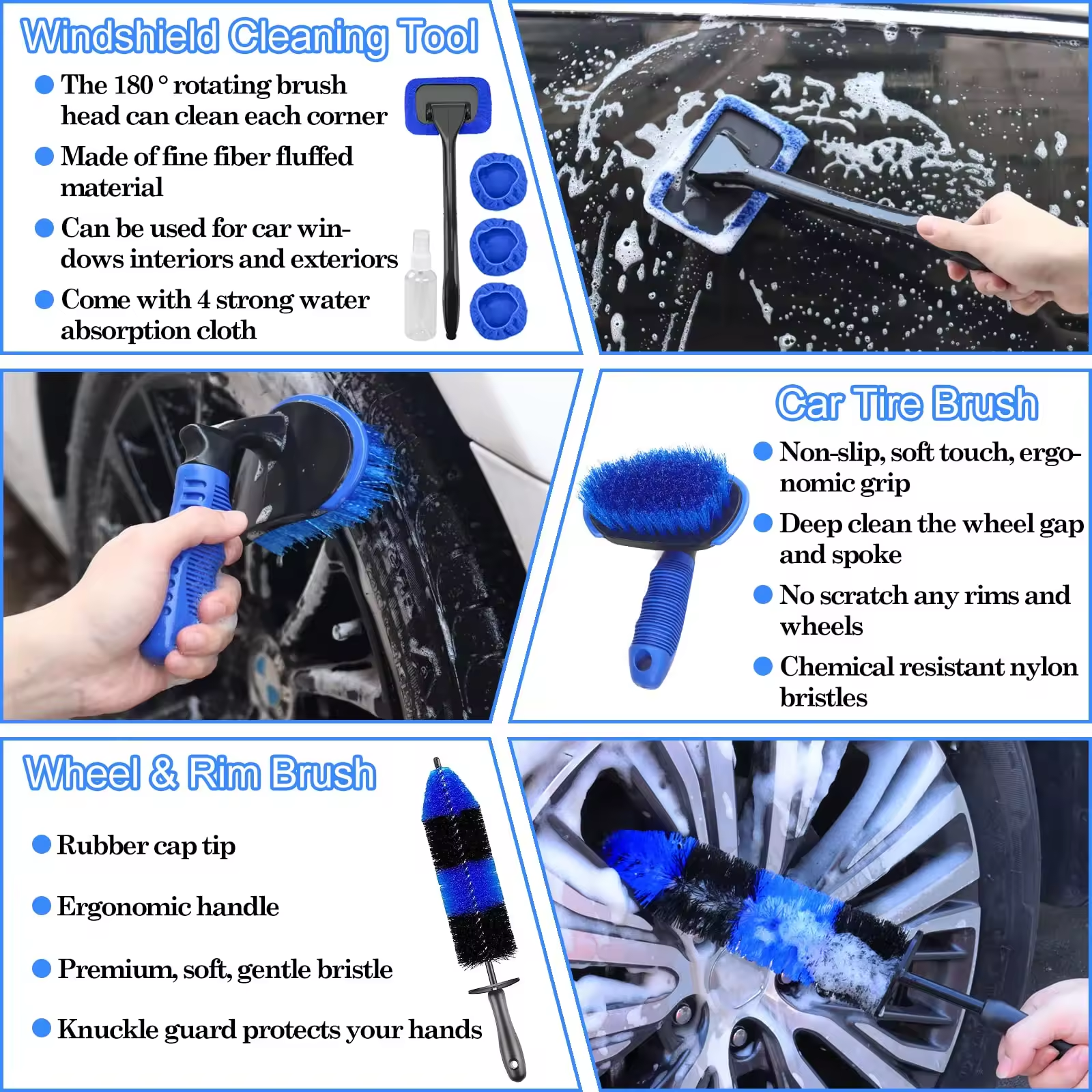 26Pcs Car Detailing Brush Set Auto Polishing Brush Professional Car Care kit Car Wash Brush kit for Interior Exterior Wheels