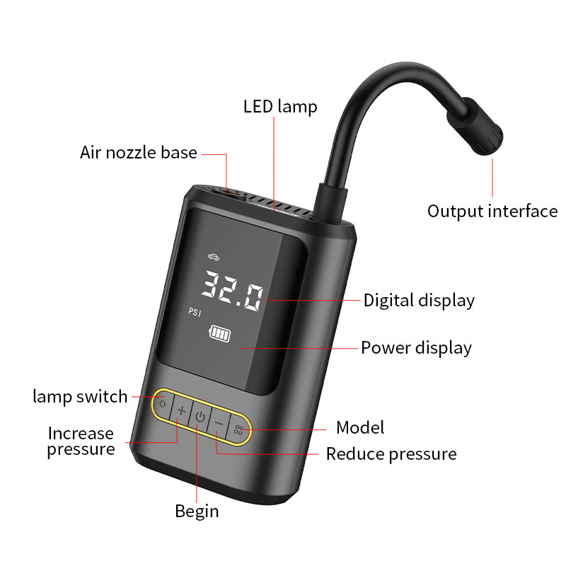 Digital Electric Rechargeable Car Air Compressor Battery Bicycle Portable Automatic Cordless Wireless Air Pump Tire Inflators