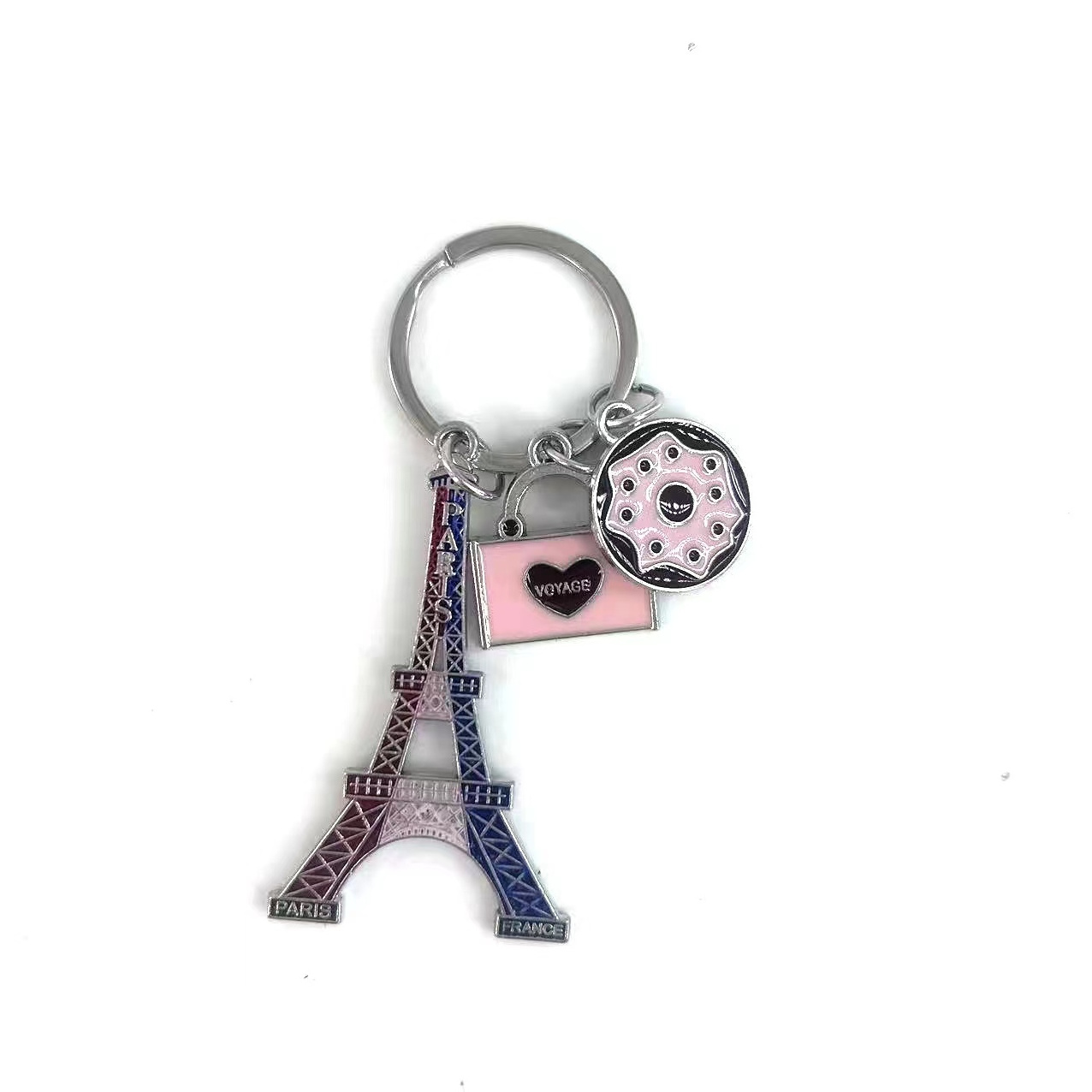 Paris keychain customized logo mini souvenir  promotion business party weeding  gift eiffel tower three pendants kaychian