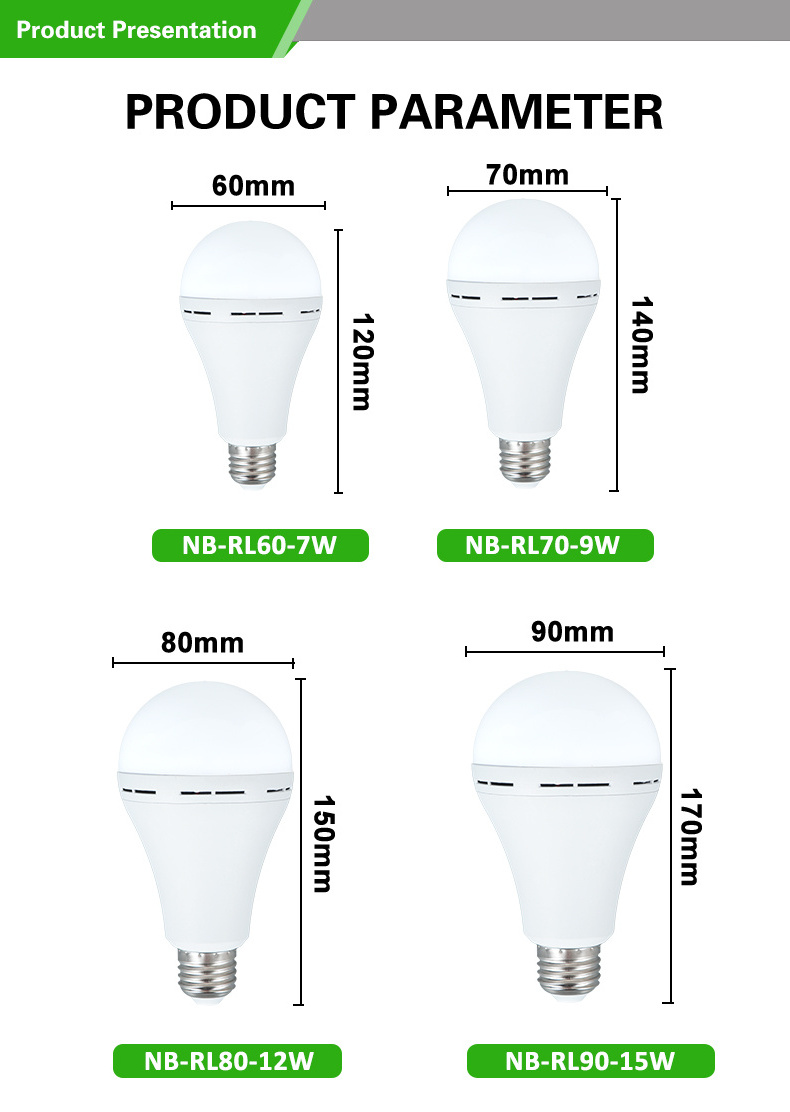 1200mAh battery 6500K Emergency Rechargeable LED E27 light bulb with hook for Home,Camping,Tent