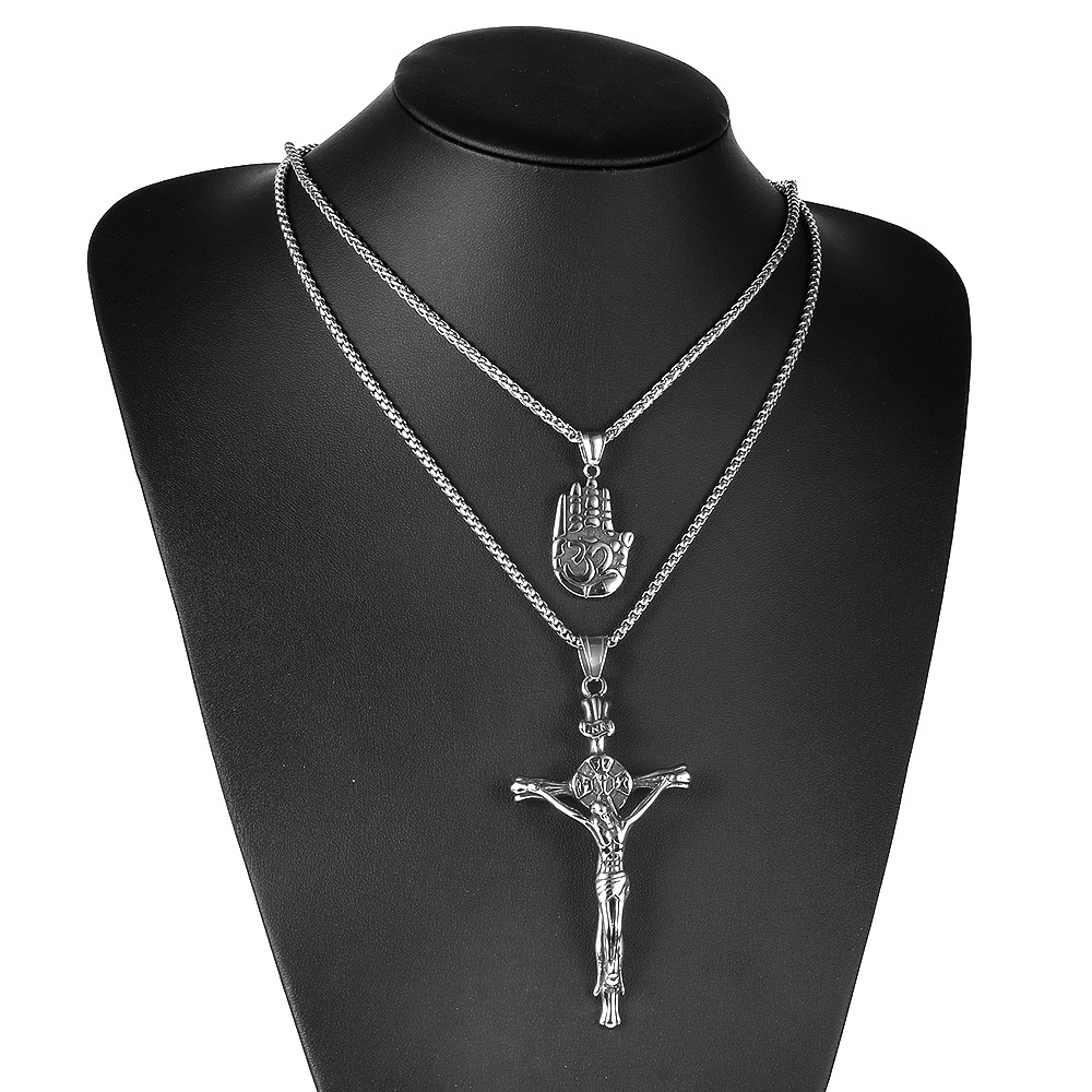 Nabest Cross Necklace Stainless Steel Man Jesus Cross Army Card Charm Titanium Stainless Steel Pendant Necklace for Gift