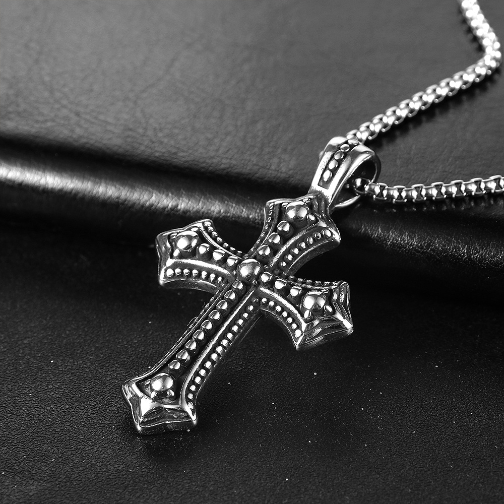 Nabest Cross Necklace Stainless Steel Man Jesus Cross Army Card Charm Titanium Stainless Steel Pendant Necklace for Gift