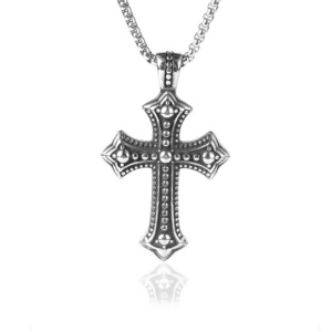 Nabest Cross Necklace Stainless Steel Man Jesus Cross Army Card Charm Titanium Stainless Steel Pendant Necklace for Gift