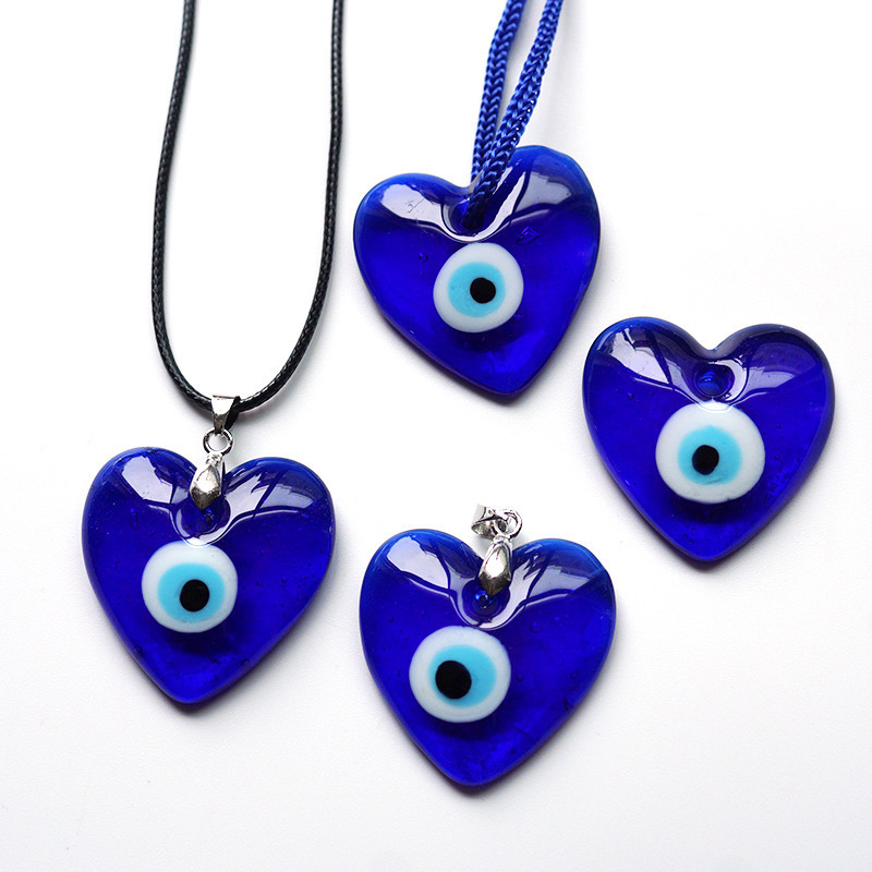 Blue Eyes Turkish Greek Ornament Accessories Hanging Decoration Heart-shaped Glass Pendant