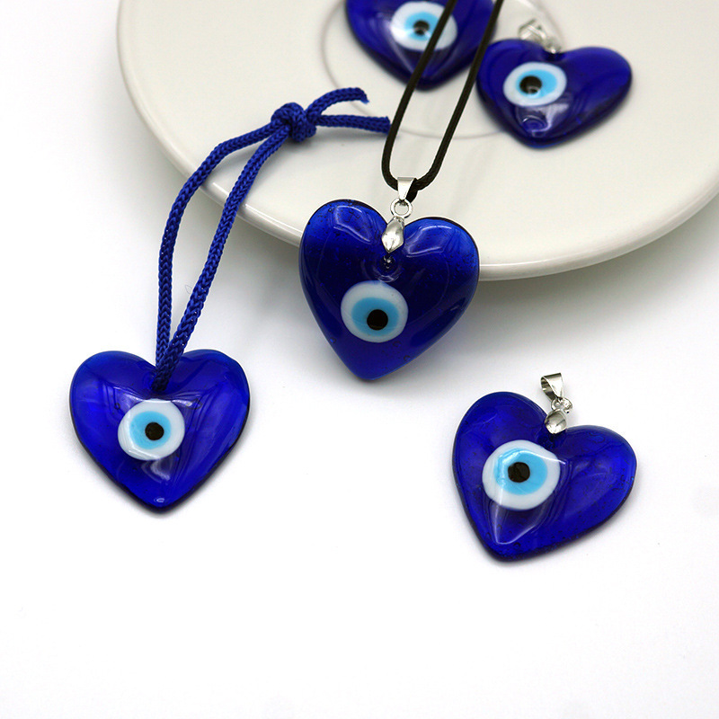 Blue Eyes Turkish Greek Ornament Accessories Hanging Decoration Heart-shaped Glass Pendant