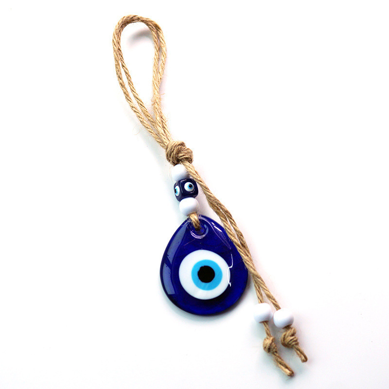 Chinese Hemp Rope Water Drop Turkish Blue Eye Ornaments Glass Wall Decoration Good Luck Gift Pendant