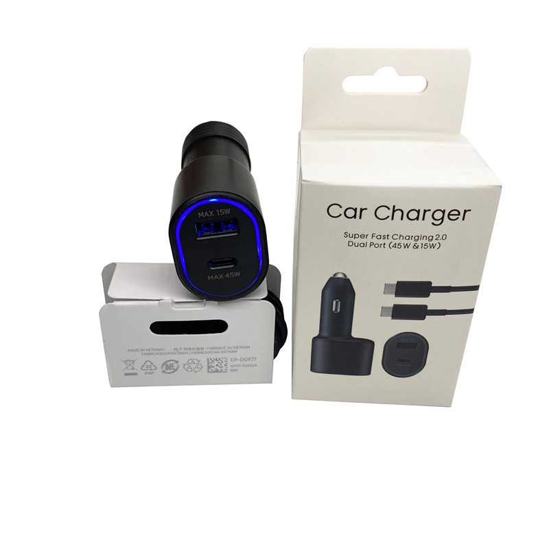 Original Dual Ports Car charger 60W Super fast charging  car adapter for Samsung Galaxy S20 S21 Ultra Note 20  with Type-C Cable