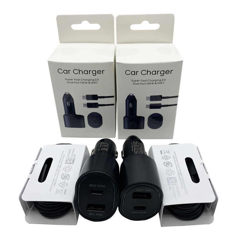 Original Dual Ports Car charger 60W Super fast charging  car adapter for Samsung Galaxy S20 S21 Ultra Note 20  with Type-C Cable