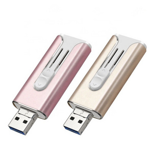 Real Capacity Metal Case OTG 3 in 1 USB Flash Drive Pen Drives USB 3.0 Memory Stick For iPhone