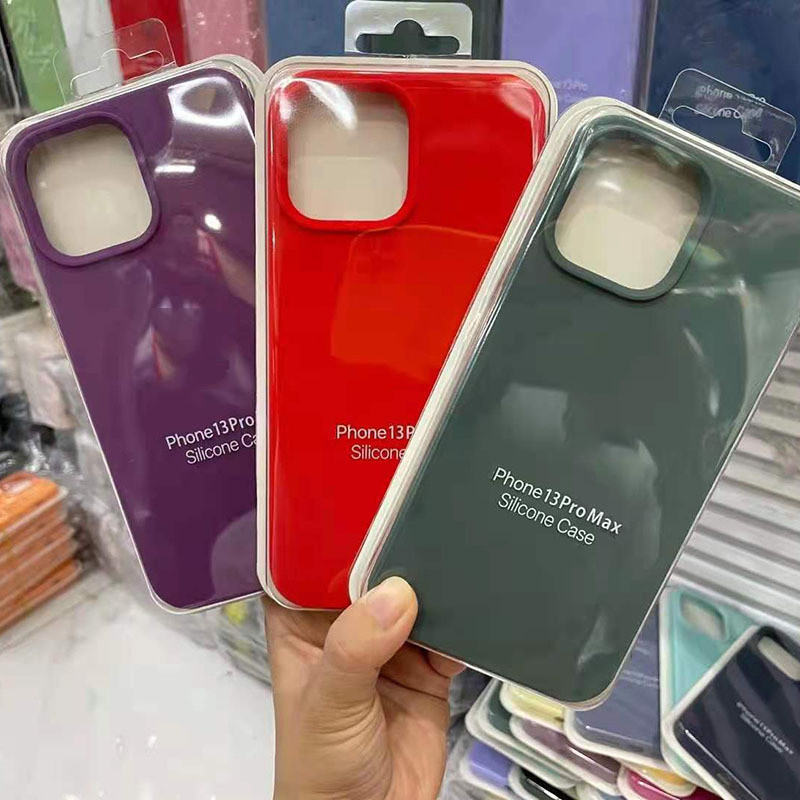 Official LOGO with retail box  Liquid Silicon Phone Case For Apple iPhone X XR XS 11 12 13 14 Plus Mini 15 15PRO Pro Phone Cover