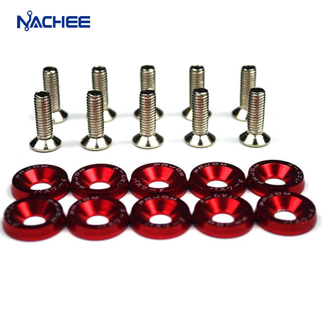 10pcs M6 JDM Car Modified Hex Washer Bumper Engine Concave Screws License Plate Bolt Stainless Steel Universal Customised Color