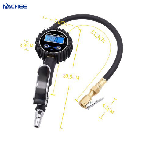 Digital Tire Inflator with Pressure Gauge 250 PSI Air Chuck and Compressor Accessories with Rubber Hose