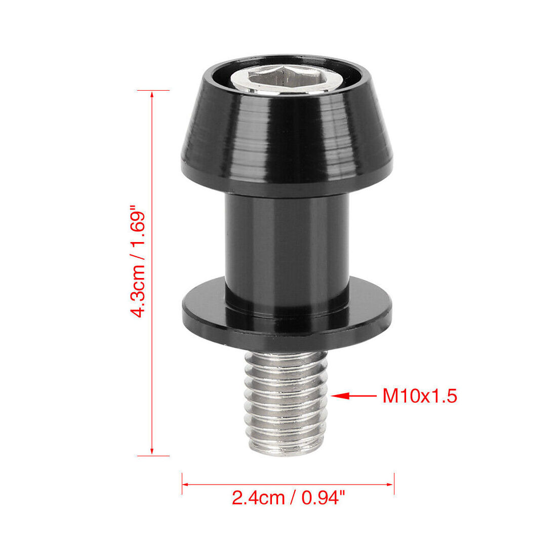 M10x1.5 Motorcycle CNC Swingarm Spool Stand Bobbins Starting Frame Screw Swing Arm Sliders Spools Universal Black for Motorbike