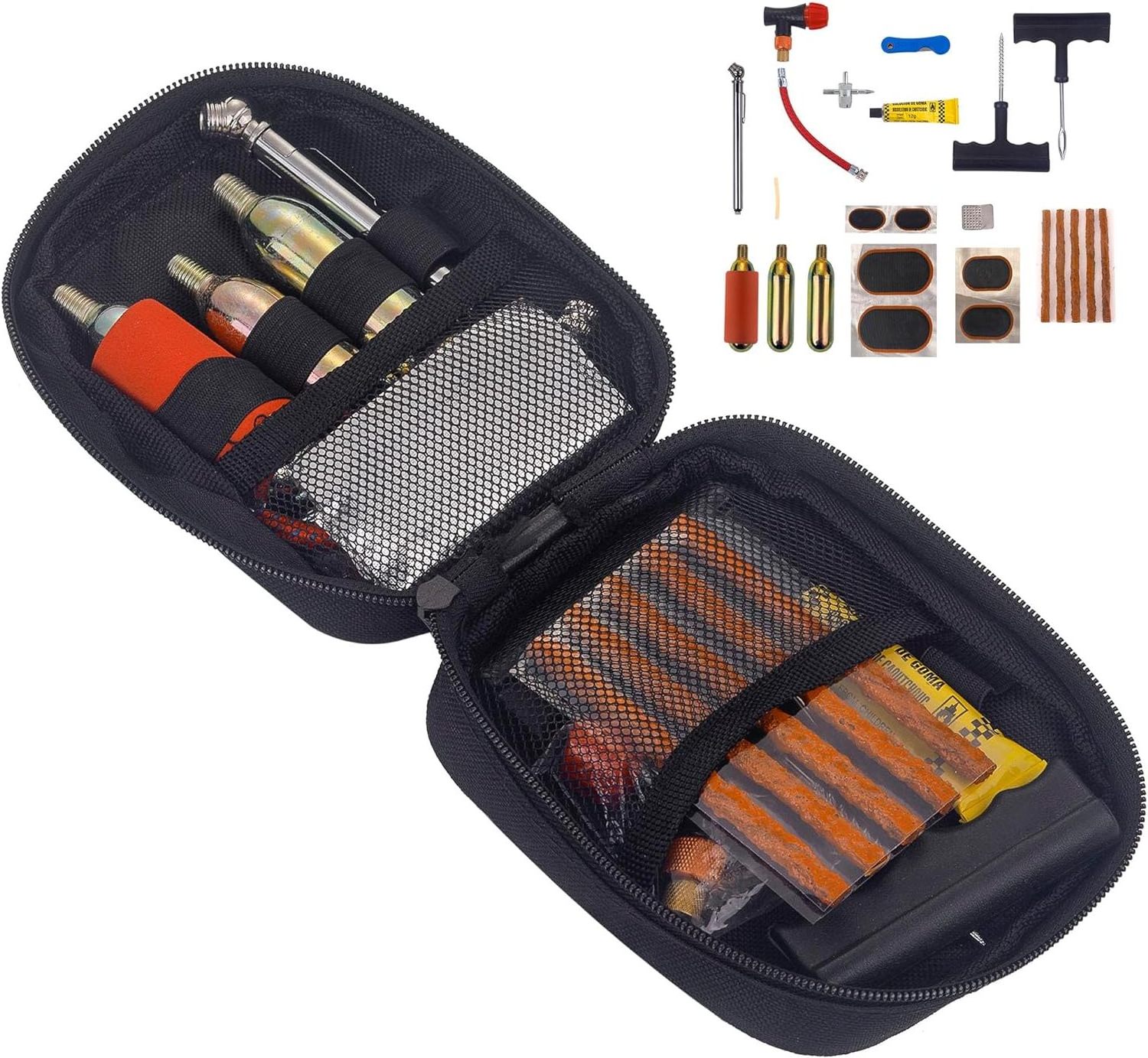 CO2 Tyre Tire Inflator Repair Kit Motorcycle Tube Flat Repair Kit for Tube and Tubeless Tires Repair tool set Kit for ATV Bike