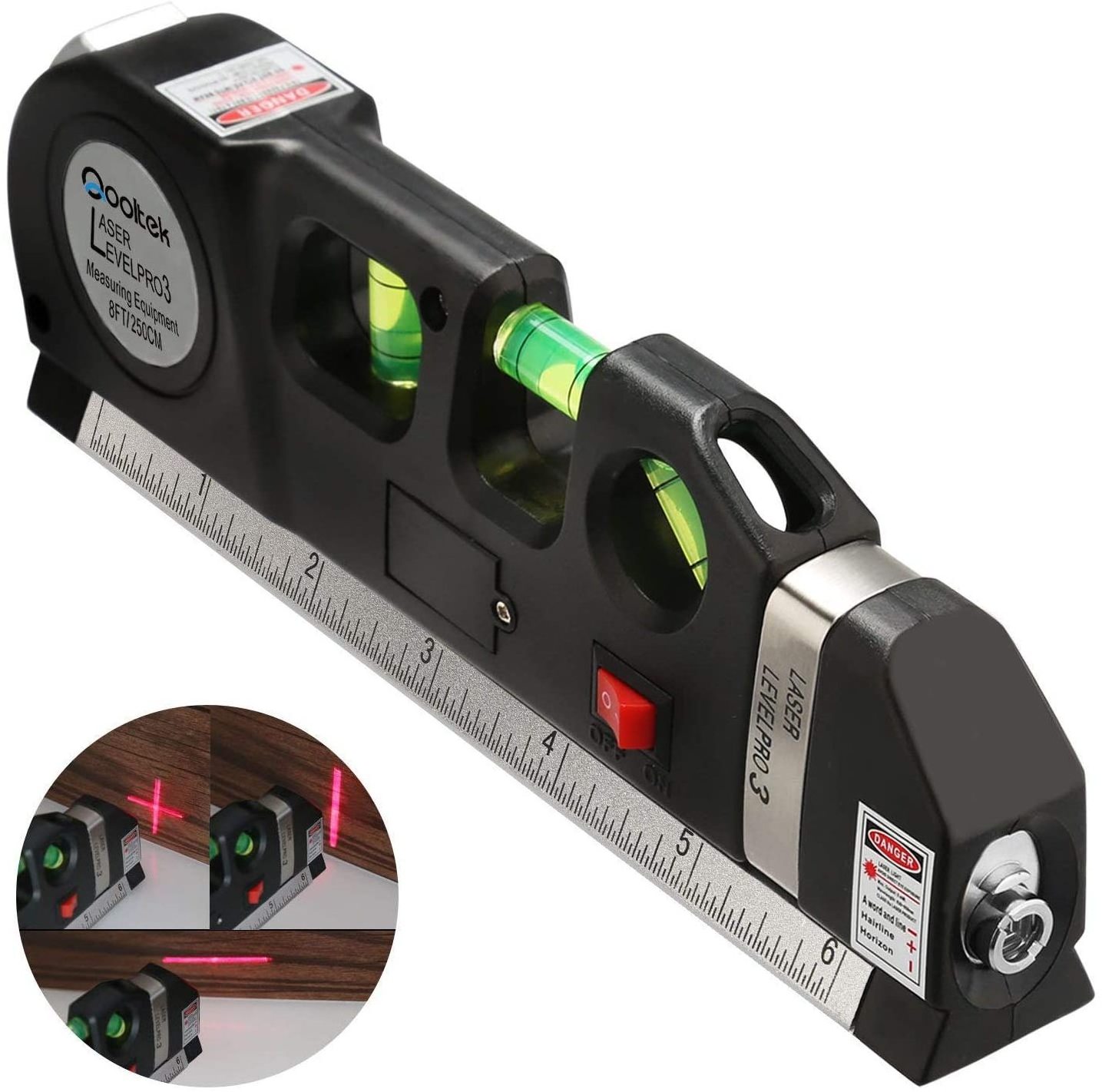 Multipurpose Laser Level Laser Line 8 feet Measure Tape Ruler Adjusted Standard and Metric Ruler China manufacturer high quality