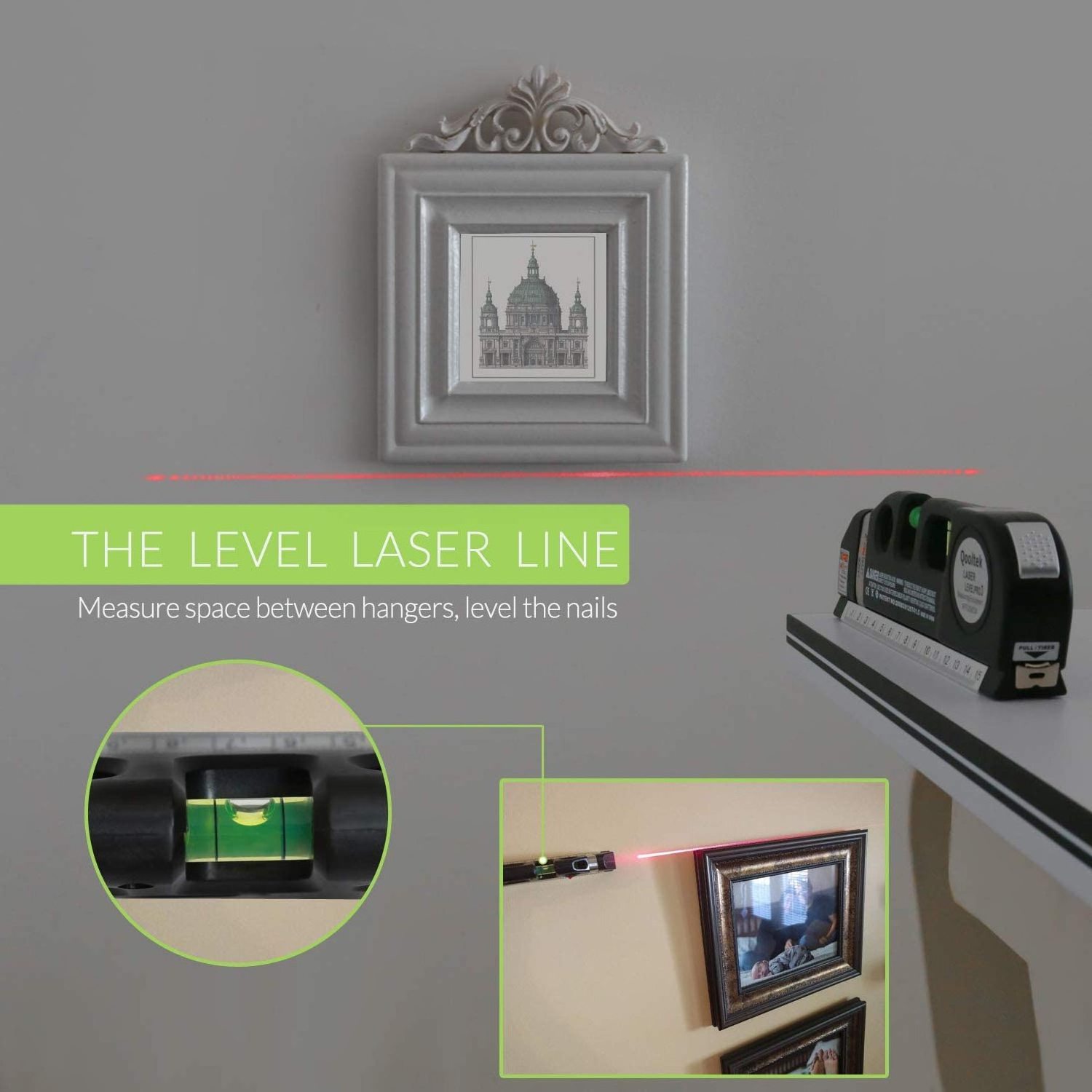 Multipurpose Laser Level Laser Line 8 feet Measure Tape Ruler Adjusted Standard and Metric Ruler China manufacturer high quality