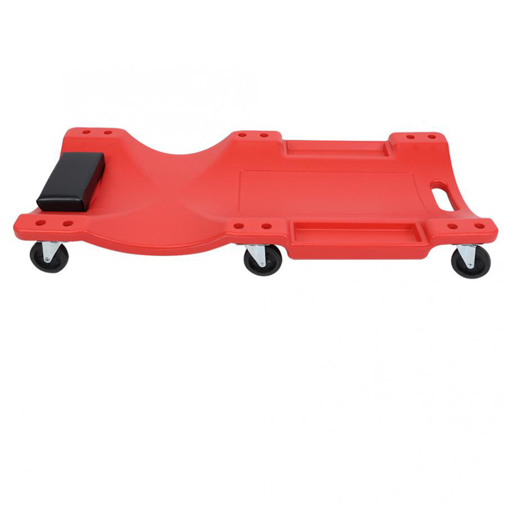 36inches 150kg Load Plastic Floor Creeper Garage Home Rolling Repair Tool Red with Foam Headrest Universal Wheels