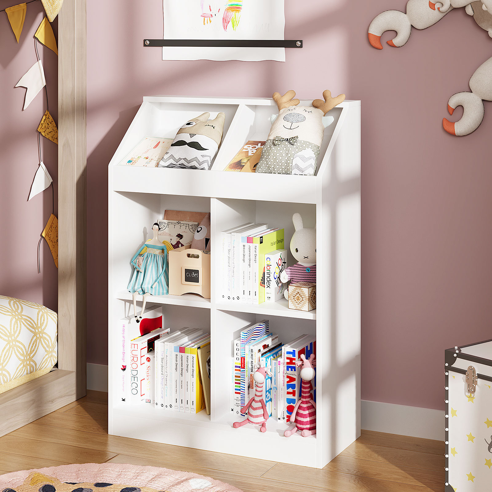 6 Cubes 3-Tier Open Shelf Bookcase with Anti-Tilt Device White