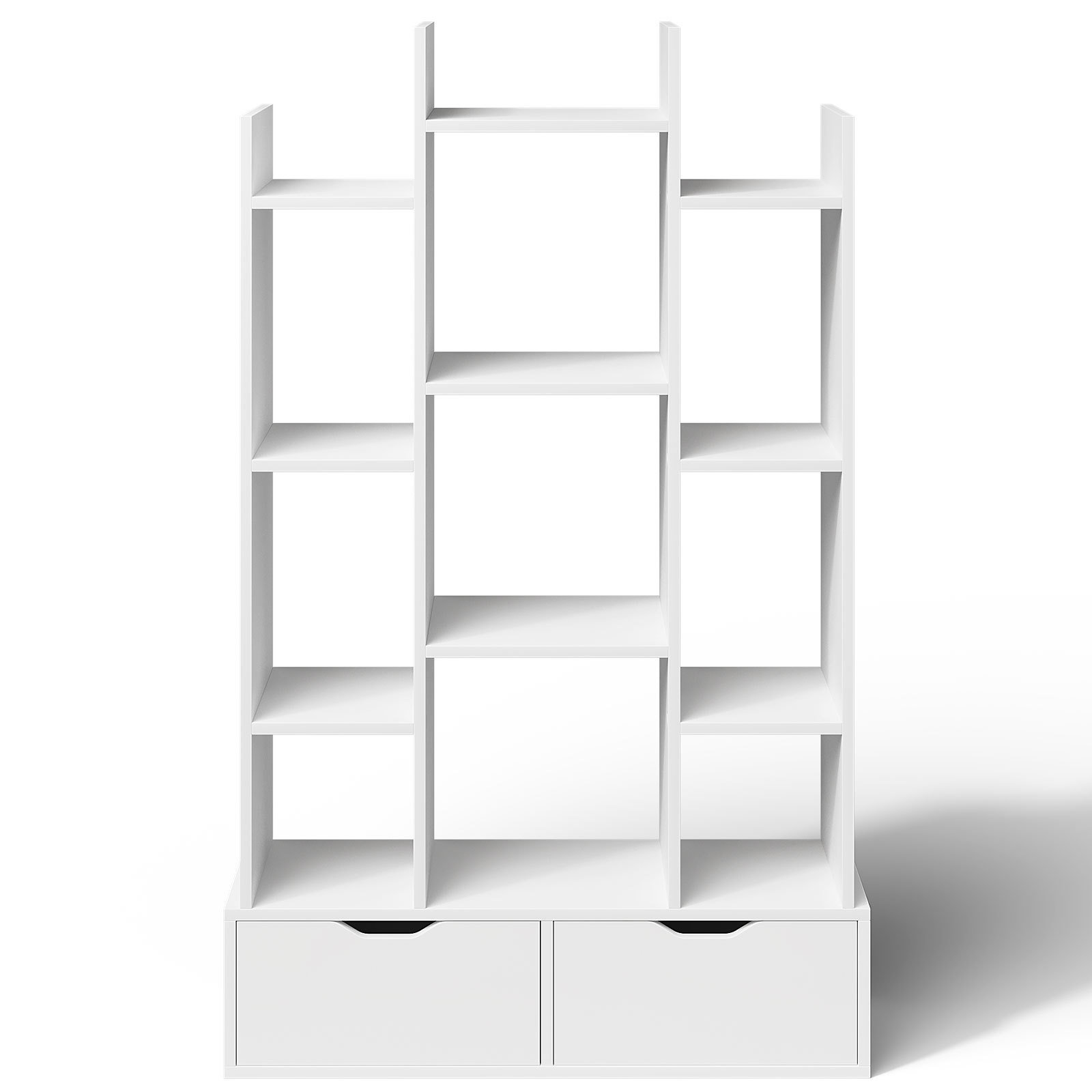 4 Tiers Shelf Bookcase with 2 Drawers 2 Slide-Out Drawers