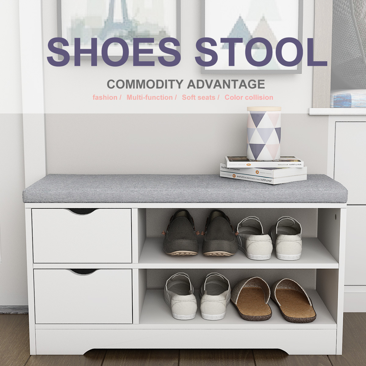 2 Tiers Shoes Changing Stool Bench