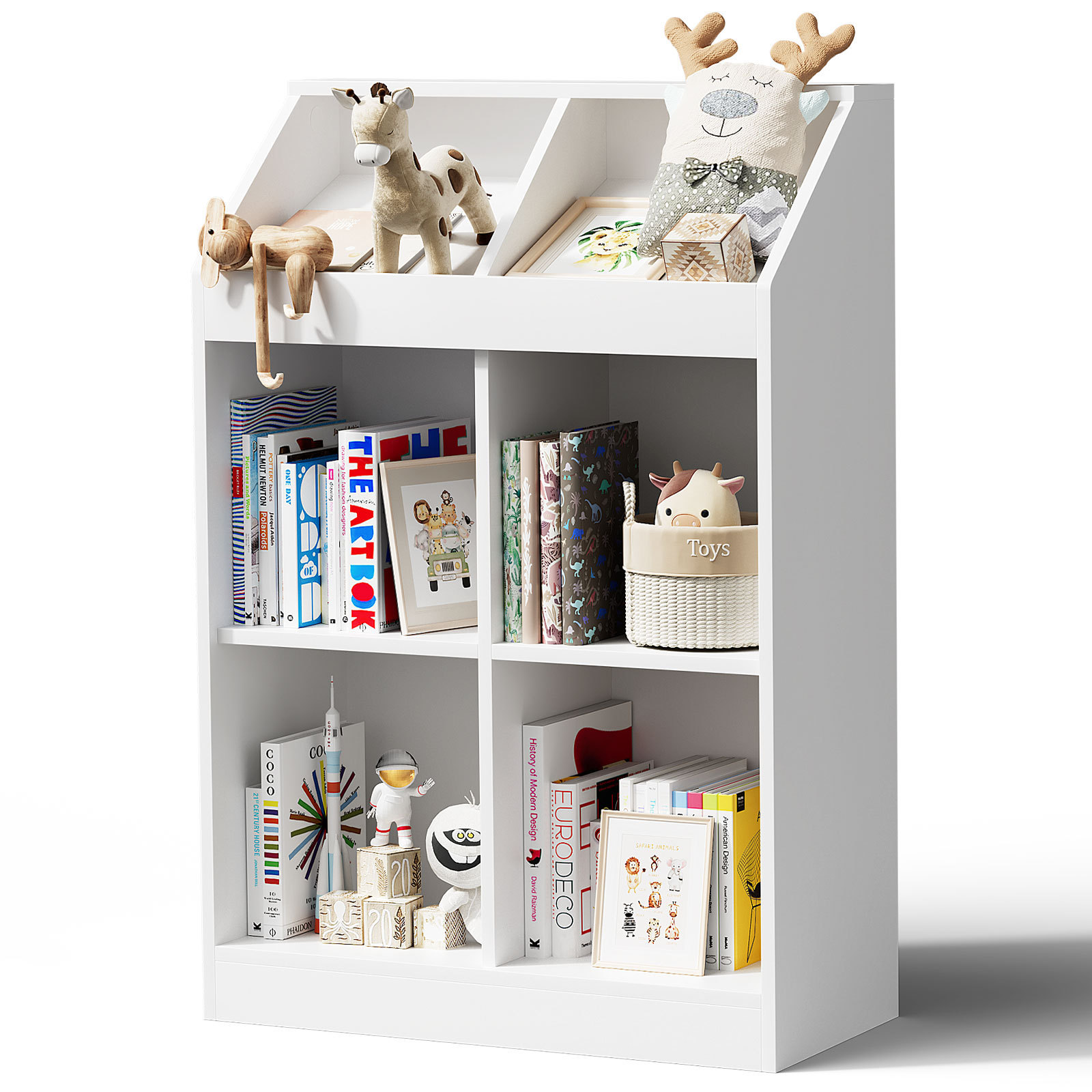 6 Cubes 3-Tier Open Shelf Bookcase with Anti-Tilt Device White