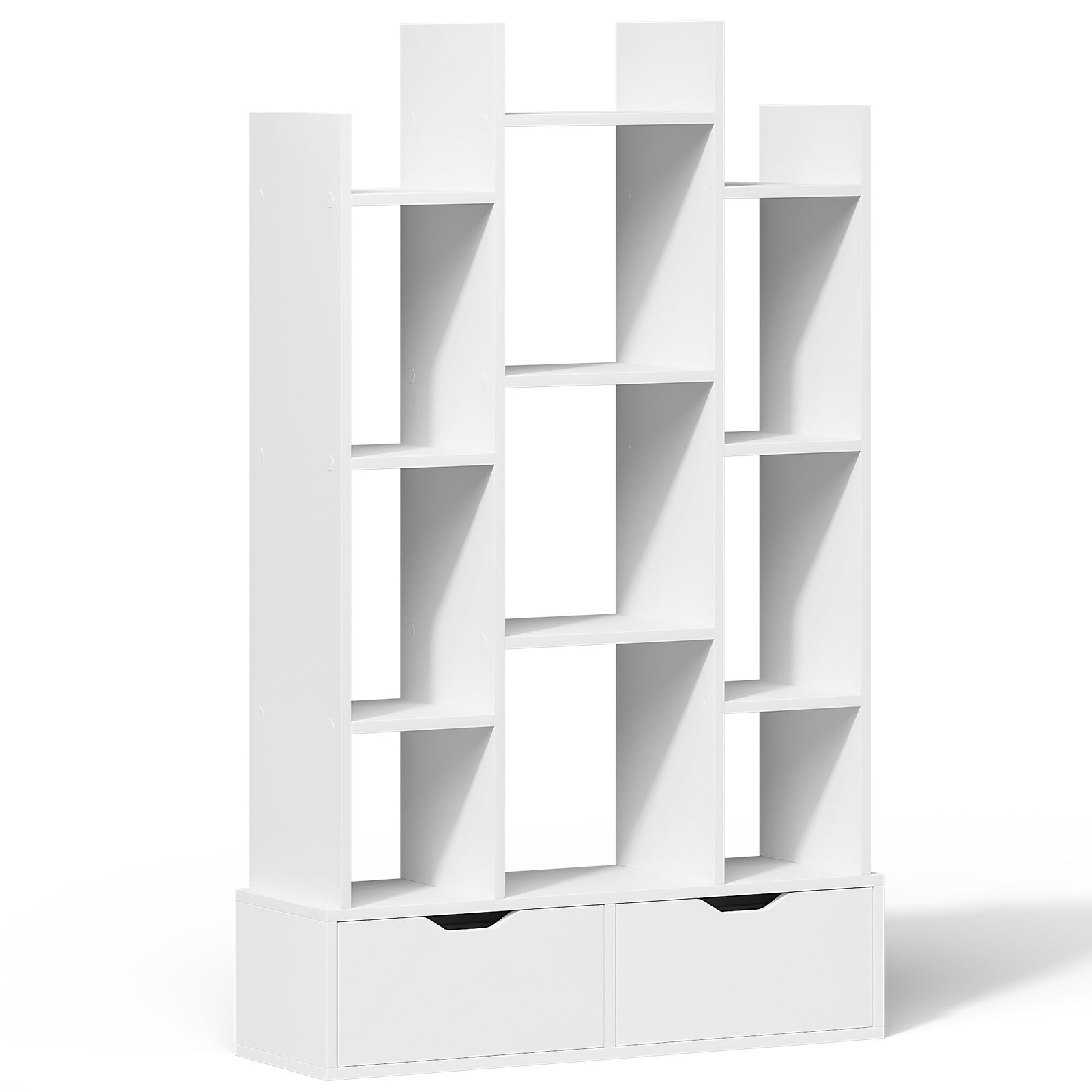 4 Tiers Shelf Bookcase with 2 Drawers 2 Slide-Out Drawers