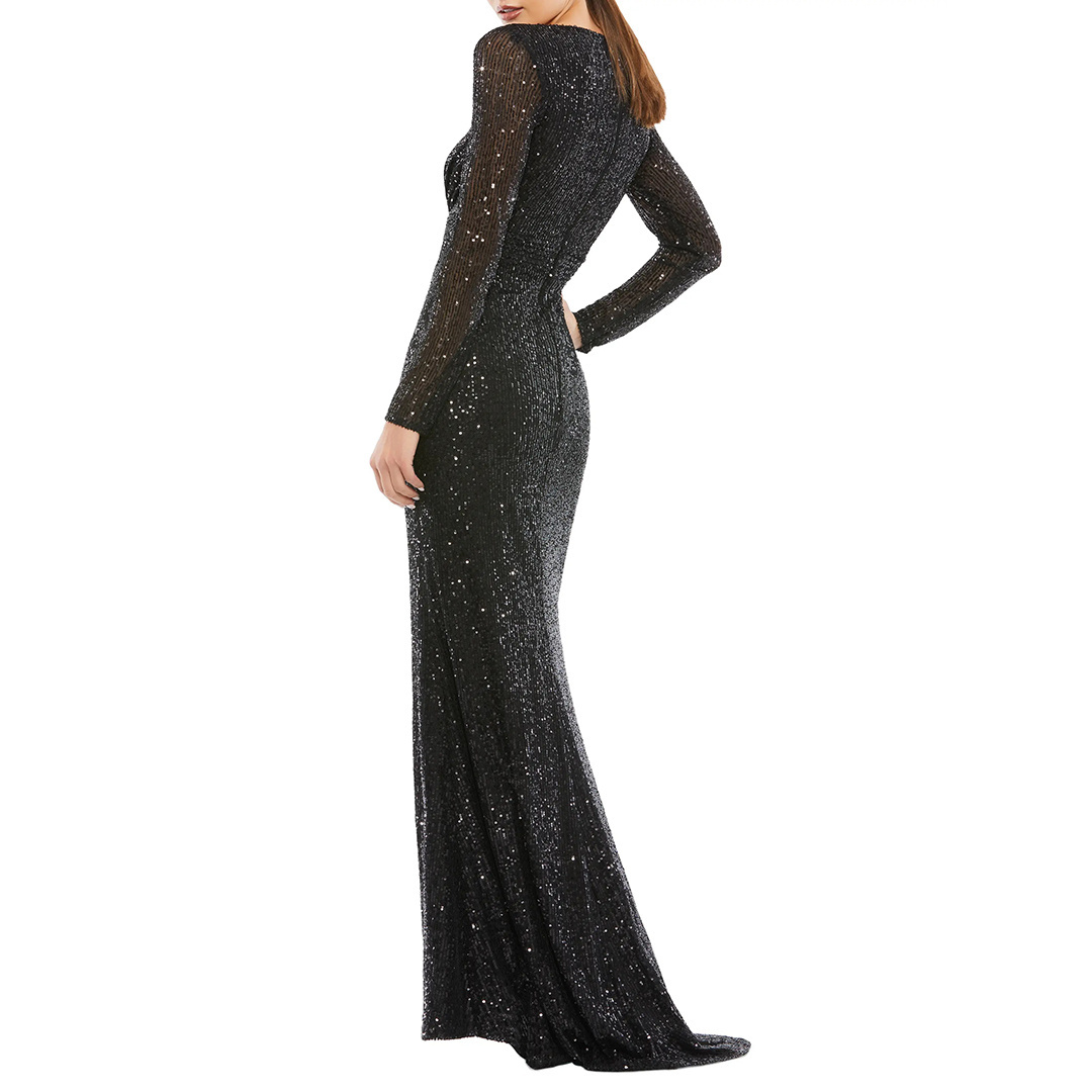 High Quality Evening Dresses Luxurious Solid Party Arabic Sequin Long Sleeve Gown Prom Evening Dress For Women