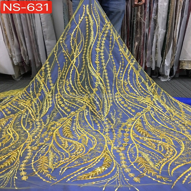 latest african swiss voile sequined lace dress fabric embroidery beaded sequin fabric 2020