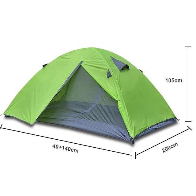 Factory Outdoor Aluminium  2 Persons camp tent Light Weight Green for hike camp tent Double Layer Breathable Windproof rainproof