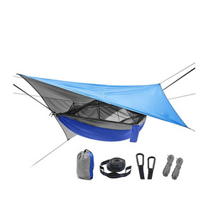 210T Nylon Portable Waterproof Sunshade Parachute Hammock With Mosquito Net and Rain Fly