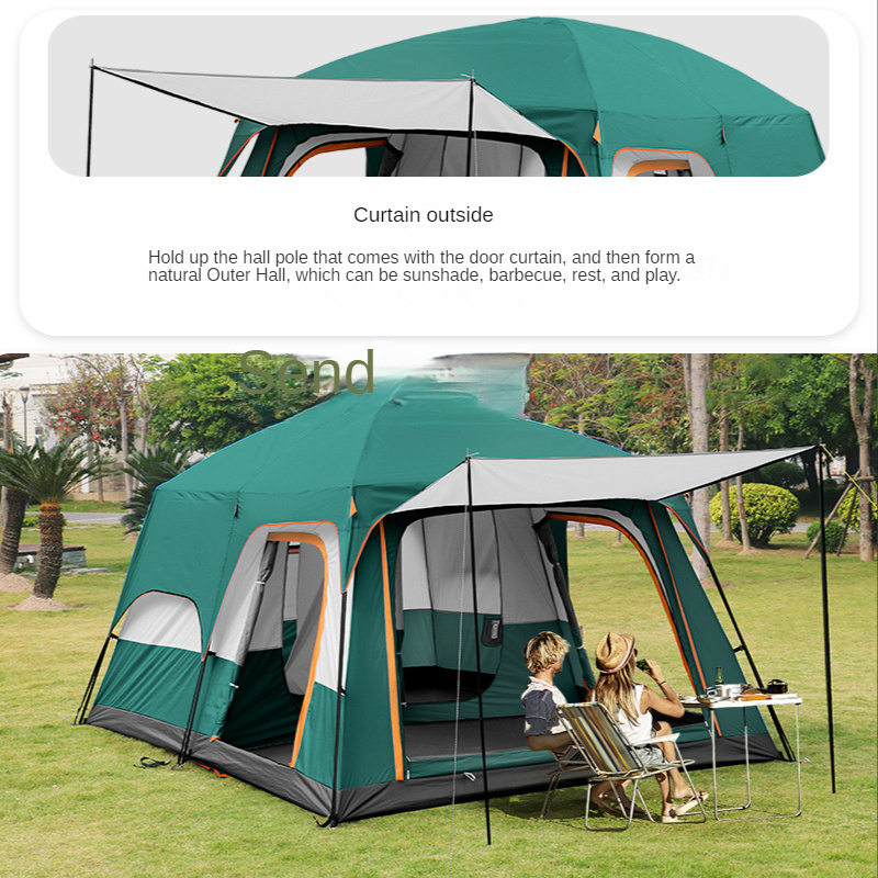 Customizable size 3-12 Person Luxury Tents Camping Waterproof 4 Season 2 Bedrooms Large Family Outdoor Camping Picnic Tents