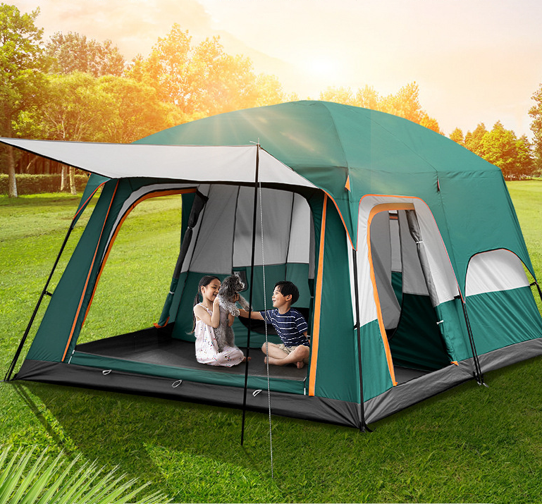 Customizable size 3-12 Person Luxury Tents Camping Waterproof 4 Season 2 Bedrooms Large Family Outdoor Camping Picnic Tents