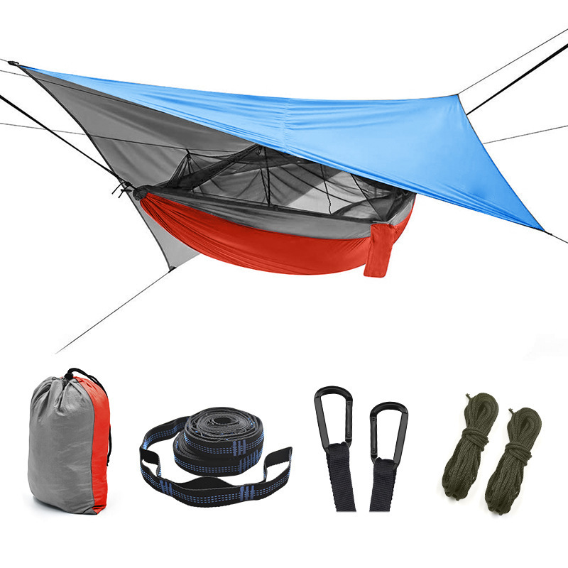 210T Nylon Portable Waterproof Sunshade Parachute Hammock With Mosquito Net and Rain Fly