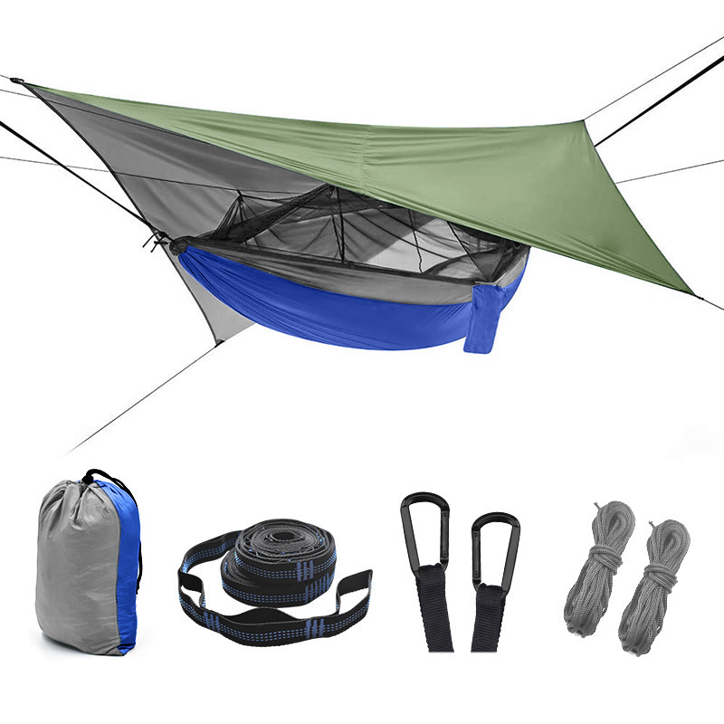 210T Nylon Portable Waterproof Sunshade Parachute Hammock With Mosquito Net and Rain Fly