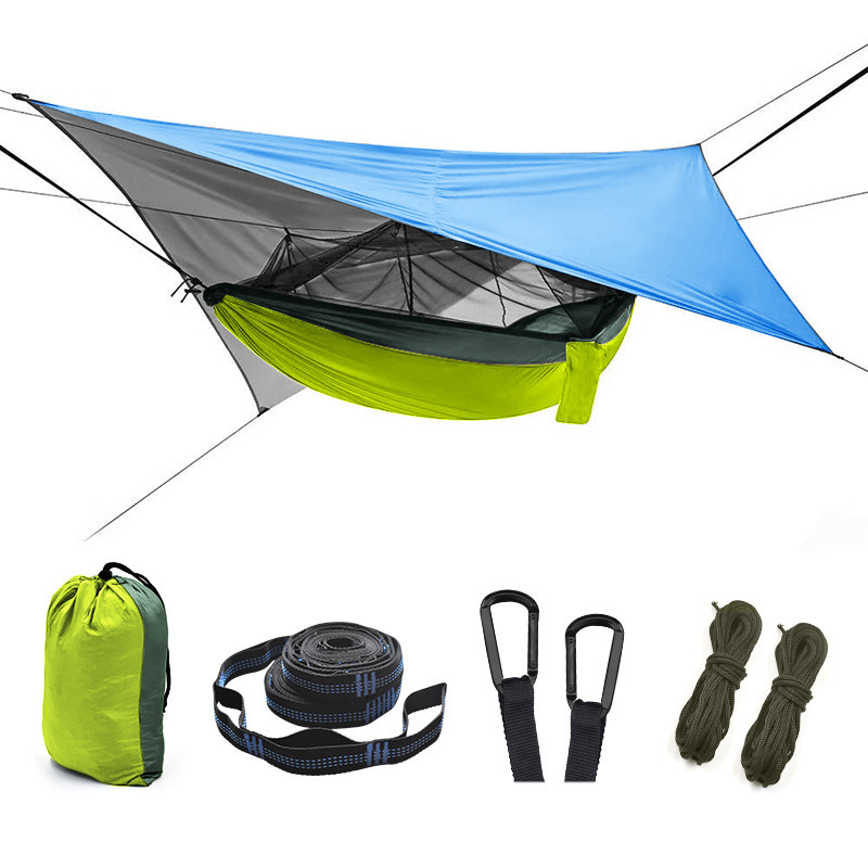 210T Nylon Portable Waterproof Sunshade Parachute Hammock With Mosquito Net and Rain Fly