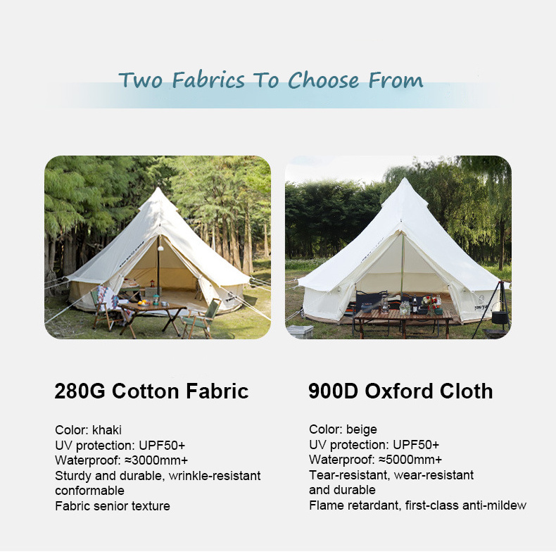 Custom Waterproof Glamping 3M 4M 5M 6M Cotton Oxford Canvas Bell Tent Mongolian Teepee Yurt Tent For Sale