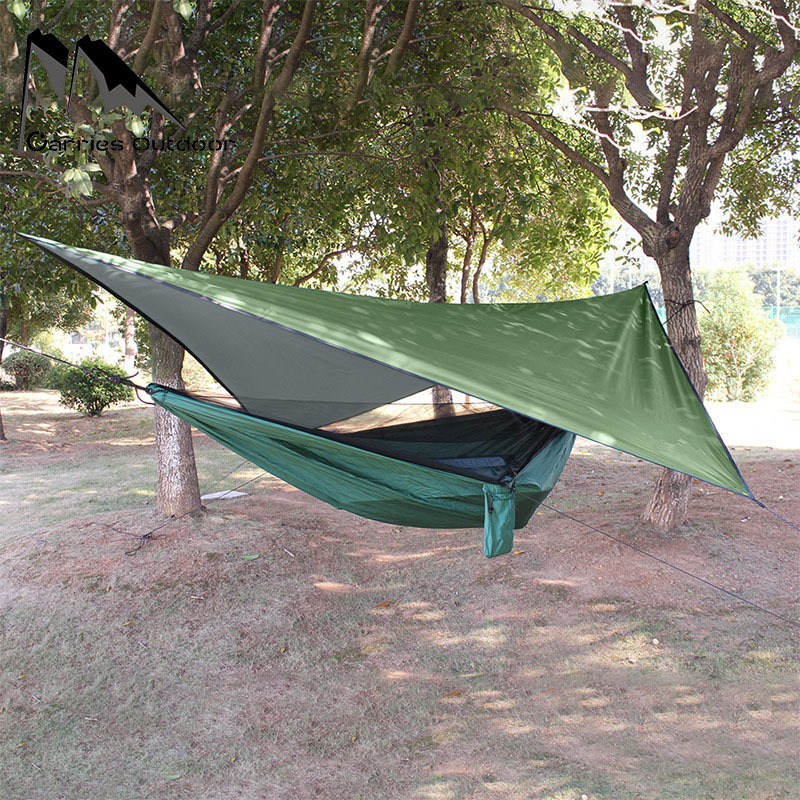 Portable Ultralight Camping Nylon Automatic Quick Open Anti-mosquito Hammock With Mosquito Net and Rain Fly