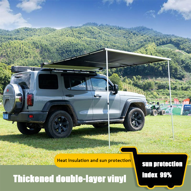 Car Side Awning Outdoor Vehicles Camping Tent car roof  awning tent  4x4 offroad 2M 2.5M 3M Black Vinyl Coated Factory wholesale