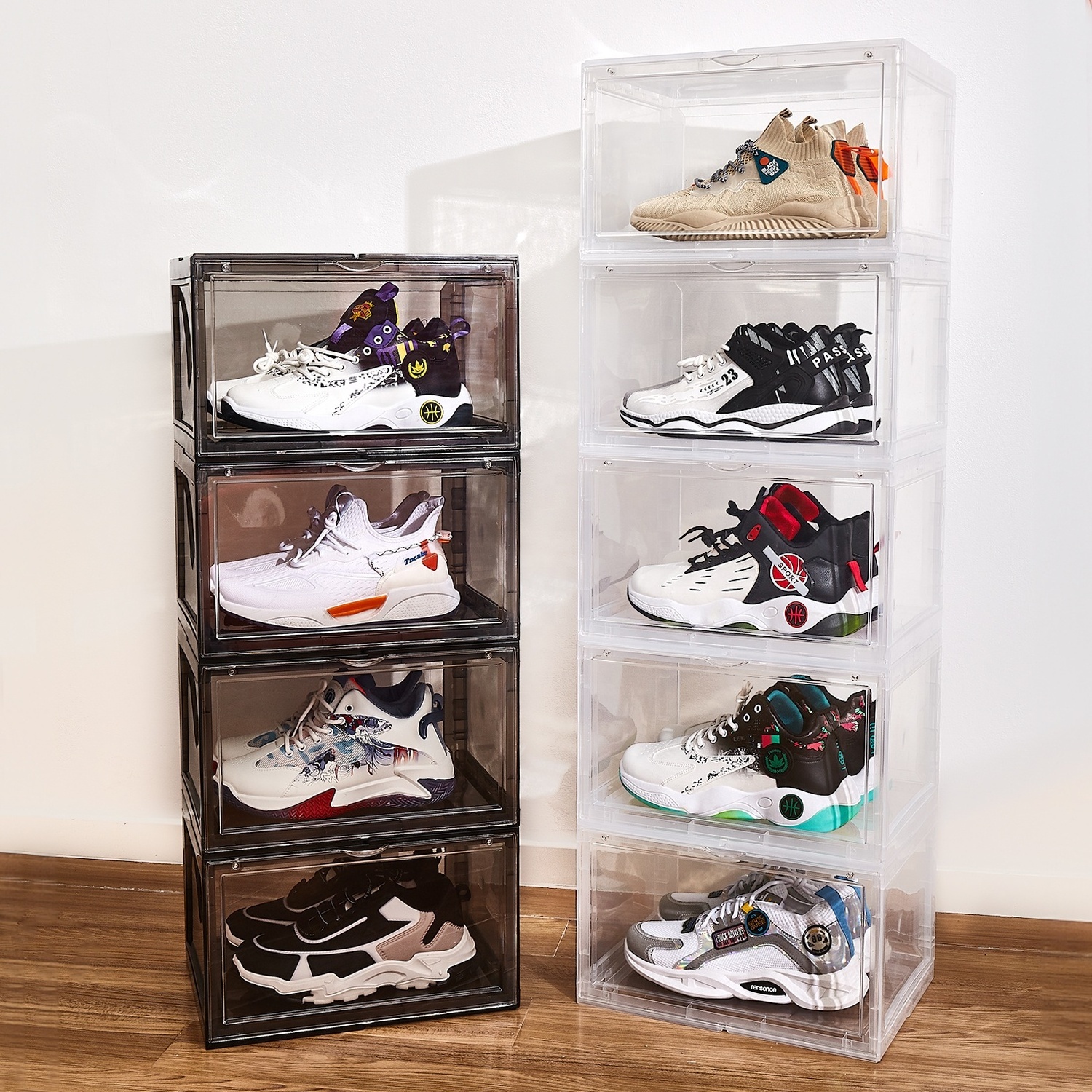 NAEGA Clear Plastic Shoe Box with Dustproof Feature Stackable Durable Organizer for Home Retail Use Perfect Sneaker Collections