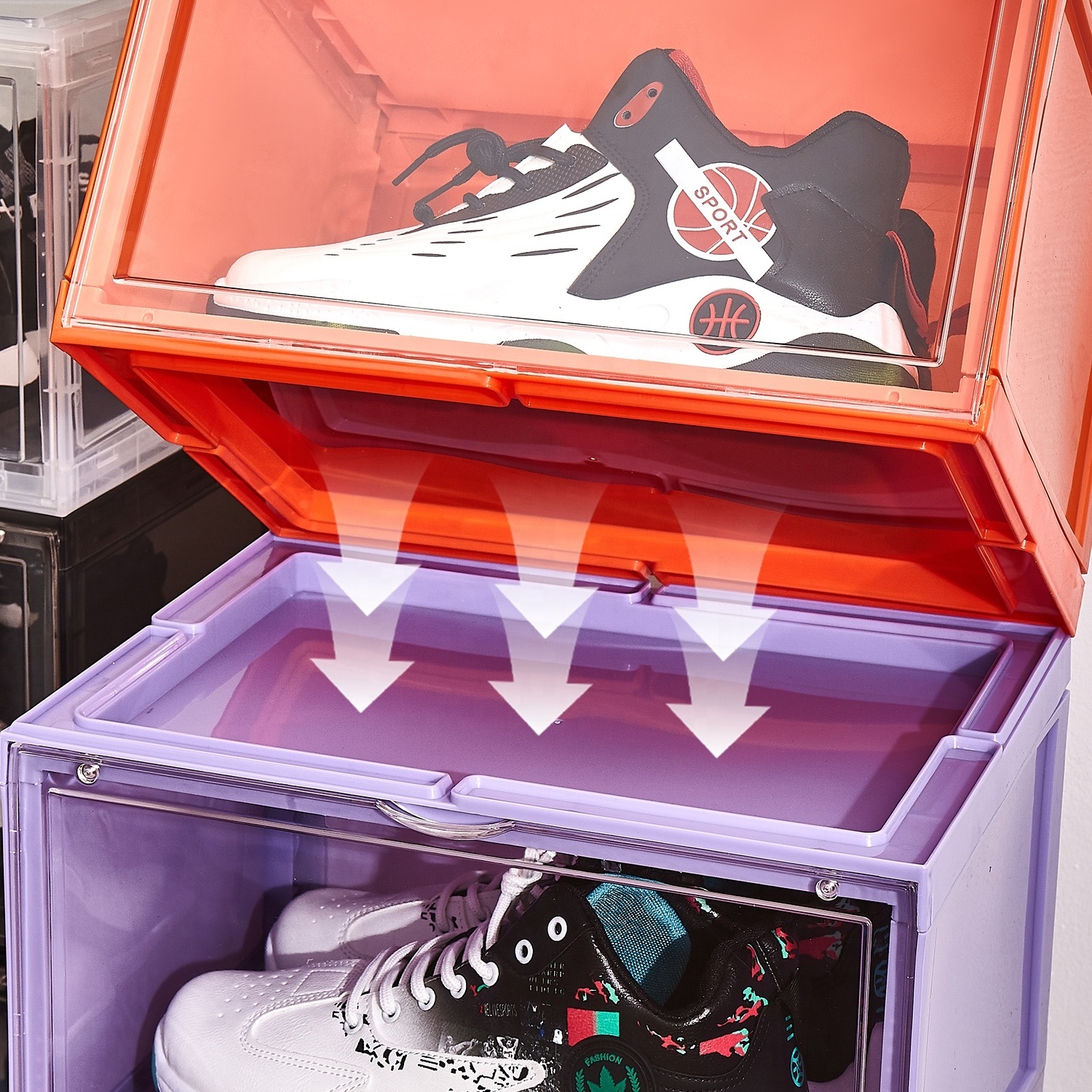 Sturdy Clear Plastic Shoe Storage Box Stackable Dustproof Display Case for Sneaker Enthusiasts Transparent Organizer